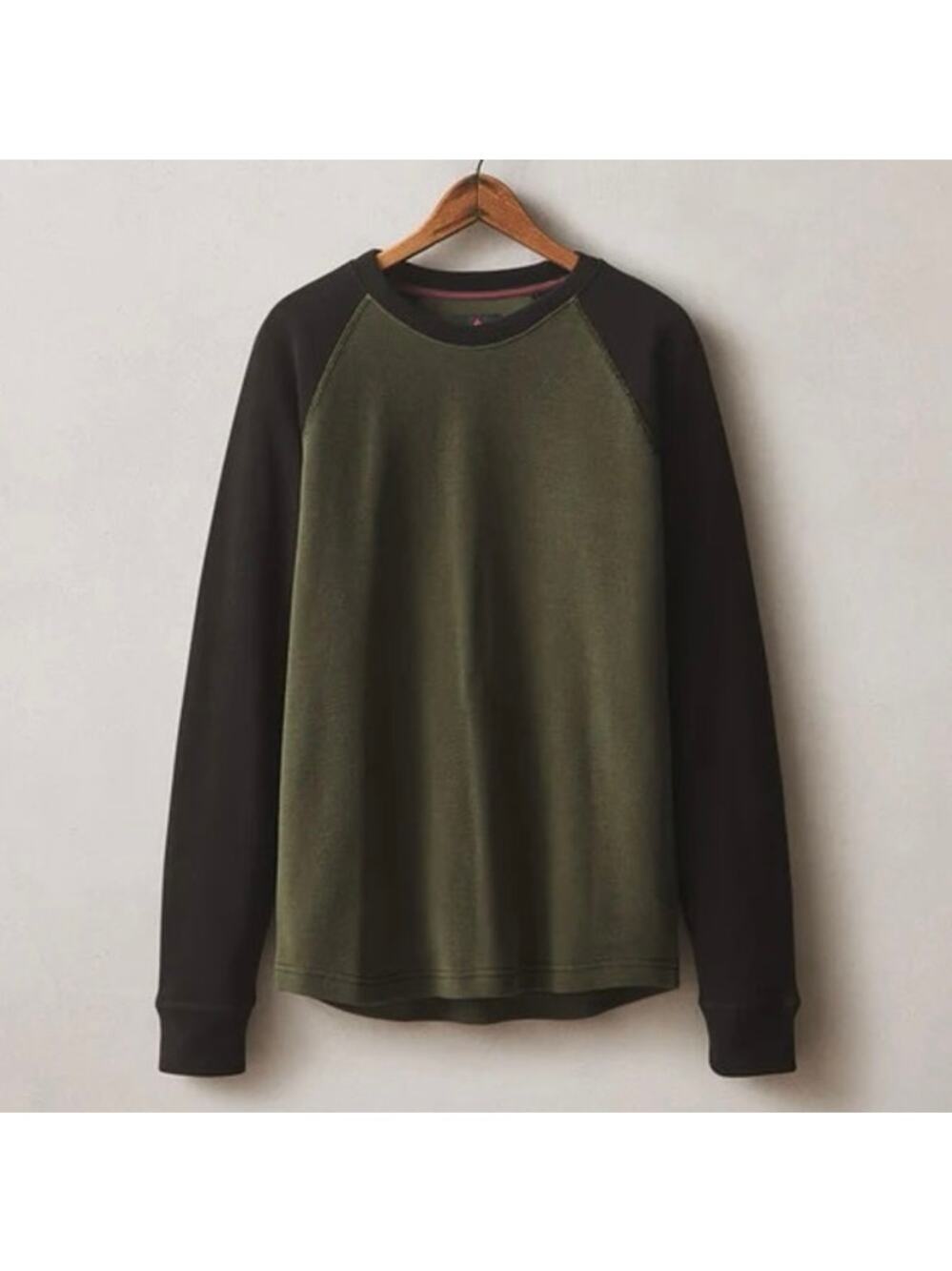 NWOT American Giant Men's French Rib Raglan Colorblock Long Sleeve Olive 2XL